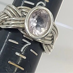 PANDORA ALE Tied Together Braided Rose De France Pink Amethyst Ring sz 6.5